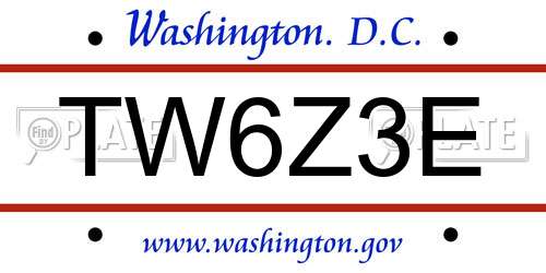 TW6Z3E District Of Columbia License Plate