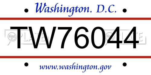 TW76044 District Of Columbia License Plate