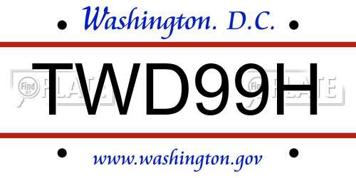 TWD99H District Of Columbia License Plate