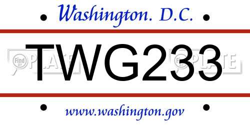 TWG233 District Of Columbia License Plate