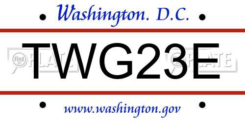 TWG23E District Of Columbia License Plate
