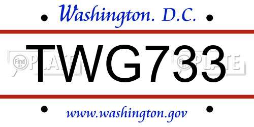TWG733 District Of Columbia License Plate