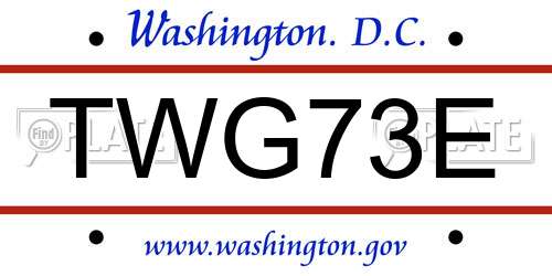 TWG73E District Of Columbia License Plate