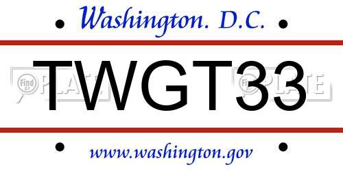 TWGT33 District Of Columbia License Plate