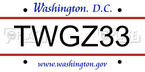 TWGZ33 District Of Columbia License Plate