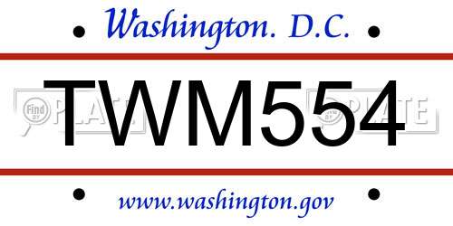 TWM554 District Of Columbia License Plate