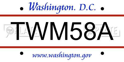 TWM58A District Of Columbia License Plate