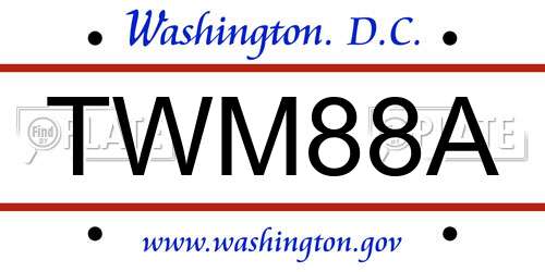 TWM88A District Of Columbia License Plate