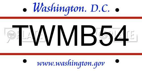 TWMB54 District Of Columbia License Plate