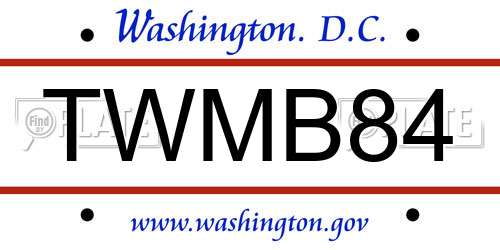 TWMB84 District Of Columbia License Plate