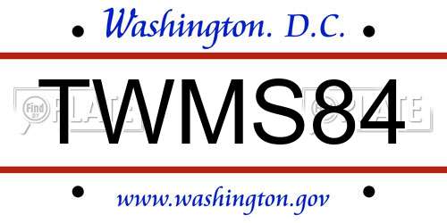 TWMS84 District Of Columbia License Plate