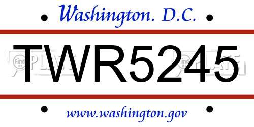 TWR5245 District Of Columbia License Plate