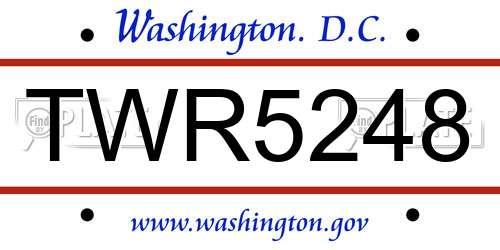 TWR5248 District Of Columbia License Plate