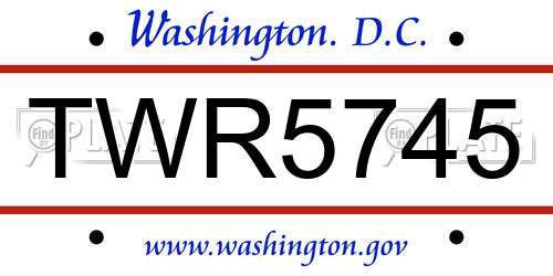 TWR5745 District Of Columbia License Plate