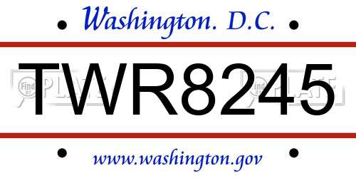 TWR8245 District Of Columbia License Plate
