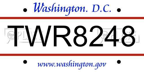 TWR8248 District Of Columbia License Plate