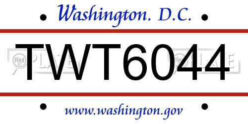 TWT6044 District Of Columbia License Plate