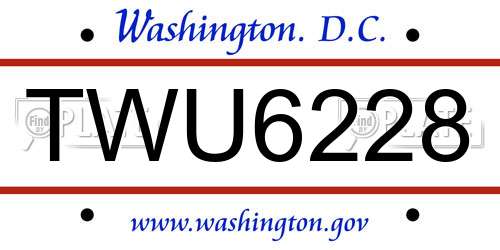 TWU6228 District Of Columbia License Plate