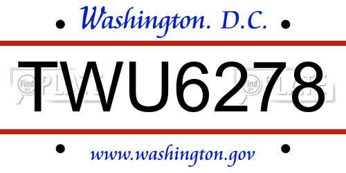 TWU6278 District Of Columbia License Plate