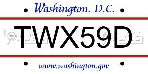 TWX59D District Of Columbia License Plate