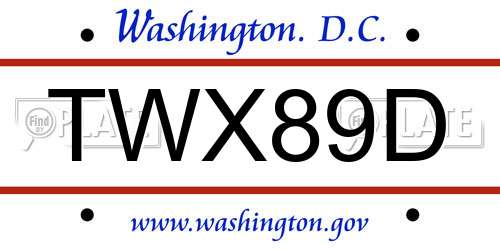 TWX89D District Of Columbia License Plate