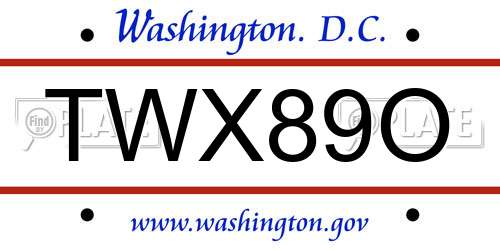 TWX89O District Of Columbia License Plate