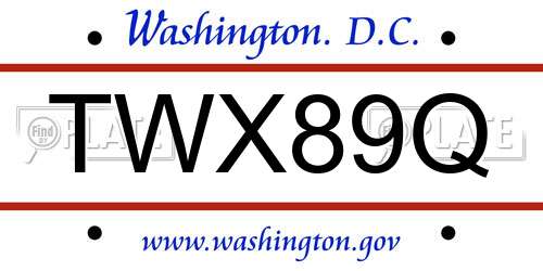 TWX89Q District Of Columbia License Plate