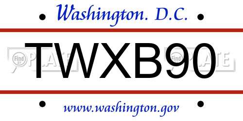 TWXB90 District Of Columbia License Plate