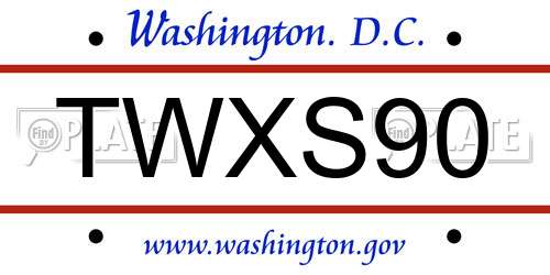 TWXS90 District Of Columbia License Plate