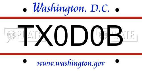 TX0D0B District Of Columbia License Plate