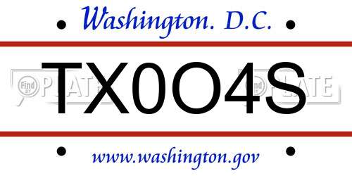 TX0O4S District Of Columbia License Plate