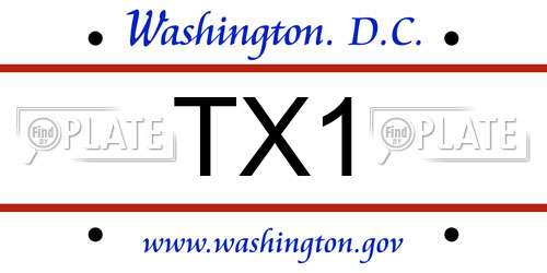 TX1 District Of Columbia License Plate