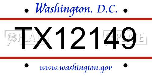 TX12149 District Of Columbia License Plate