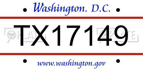 TX17149 District Of Columbia License Plate