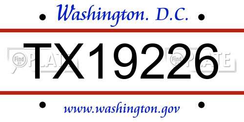 TX19226 District Of Columbia License Plate