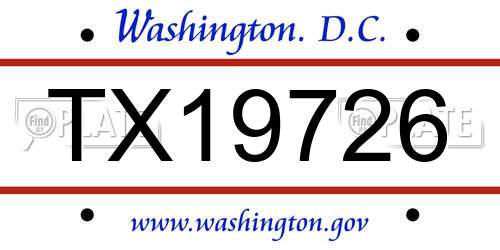 TX19726 District Of Columbia License Plate