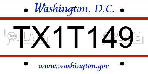 TX1T149 District Of Columbia License Plate