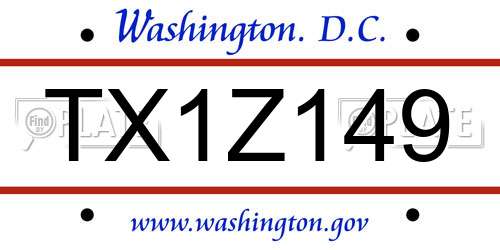 TX1Z149 District Of Columbia License Plate