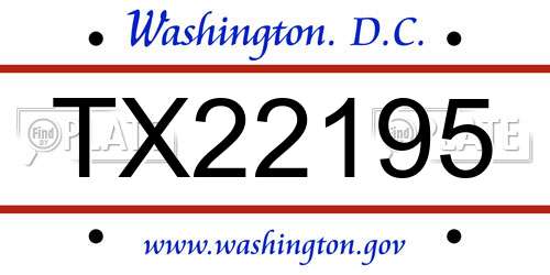 TX22195 District Of Columbia License Plate