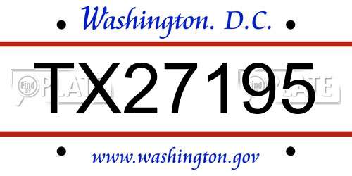 TX27195 District Of Columbia License Plate