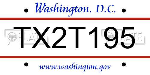 TX2T195 District Of Columbia License Plate
