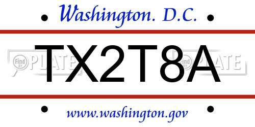 TX2T8A District Of Columbia License Plate