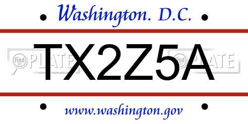 TX2Z5A District Of Columbia License Plate