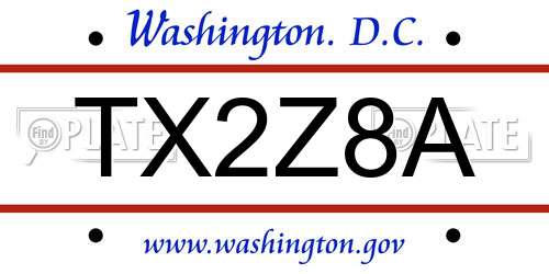TX2Z8A District Of Columbia License Plate