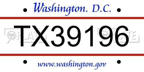 TX39196 District Of Columbia License Plate