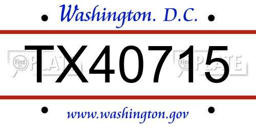 TX40715 District Of Columbia License Plate