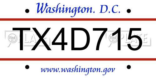 TX4D715 District Of Columbia License Plate