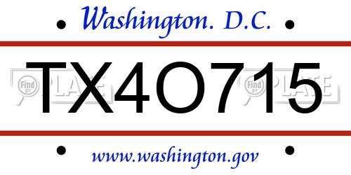 TX4O715 District Of Columbia License Plate