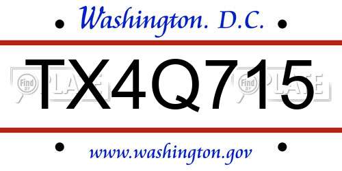 TX4Q715 District Of Columbia License Plate