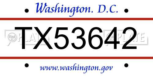TX53642 District Of Columbia License Plate